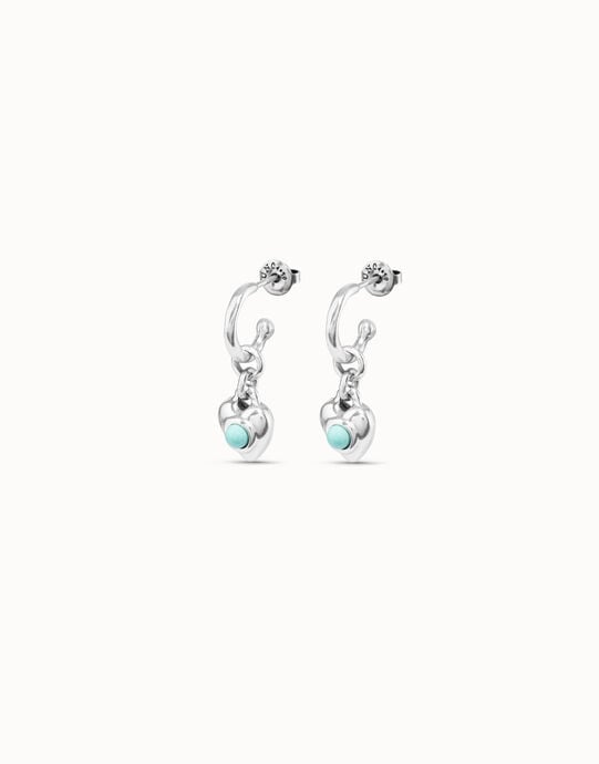 Hoop earrings with turquoise murano glass, Silver, large