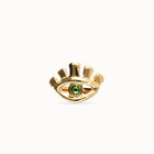 Eye-shaped ring with faceted green crystal