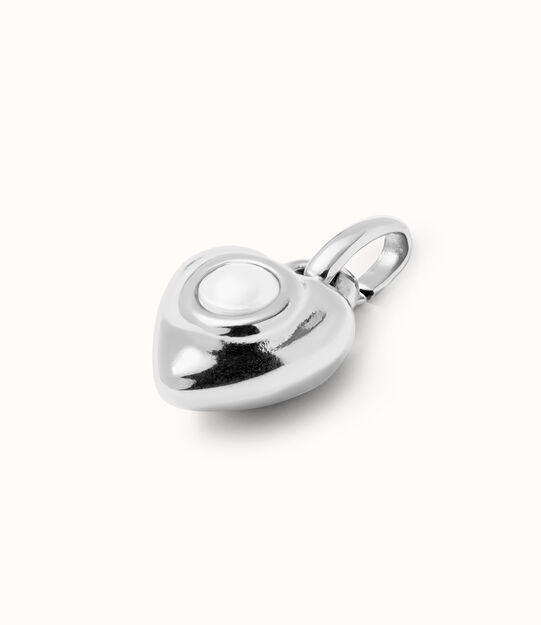 Sterling silver-plated charm with pearl.