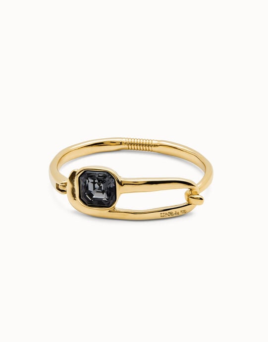 Bangle bracelet with a black crystal
