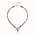 Leather pendant necklace with dragonfly