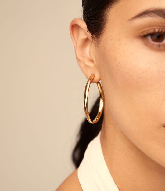 Open hoop earrings, Golden, large