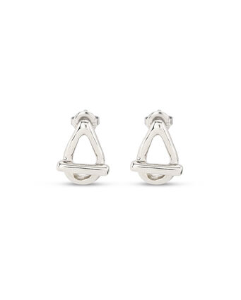 Sterling silver-plated small oval link shaped earrings