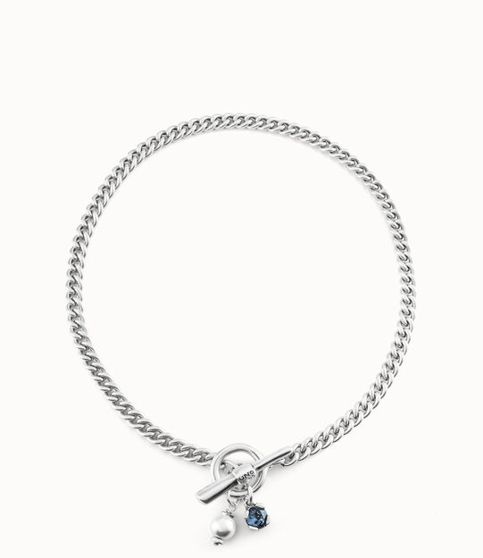 Sterling silver-plated necklace with hoop clasp