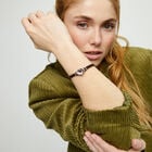 Leather bracelet with pink oval faceted crystal