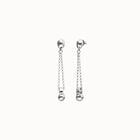 Aretes ba&ntilde;ados en plata de ley con cadena larga y esfera