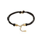 Collier court en cuir &agrave; deux gouttes dor&eacute;es