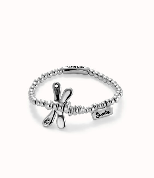 Bracciale elastico con libellula placcato argento sterling