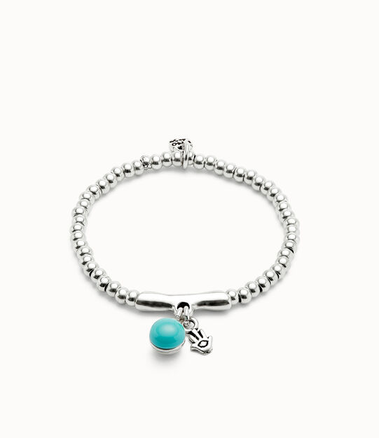 Beaded stretch bracelet with a murano glass and a hamsa