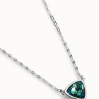 Pendant chain link necklace with green crystal