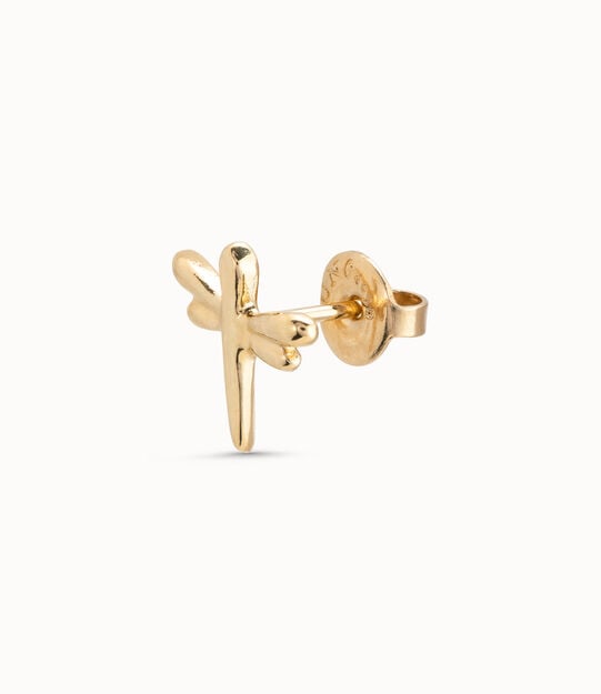 Dragonfly Single Stud Earring, Golden, large