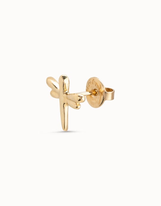 Piercing ba&ntilde;ado en oro de 18k de lib&eacute;lula, Dorado, large