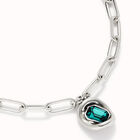 Short link chain pendant necklace green crystal
