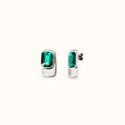 Pendientes con forma rectangular ba&ntilde;ados en plata de ley con cristal verde
