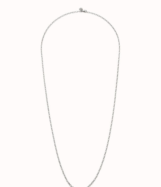 Sterling silver-plated long link chain.