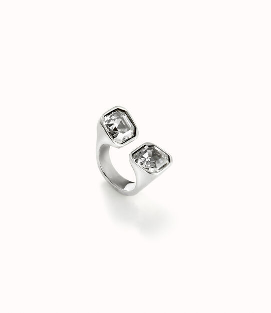 Anello placcato argento sterling con cristallo bianco