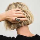 Ring with grey faceted crystals