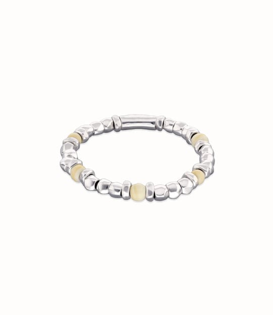 Beaded bracelet with silver and ivory beads