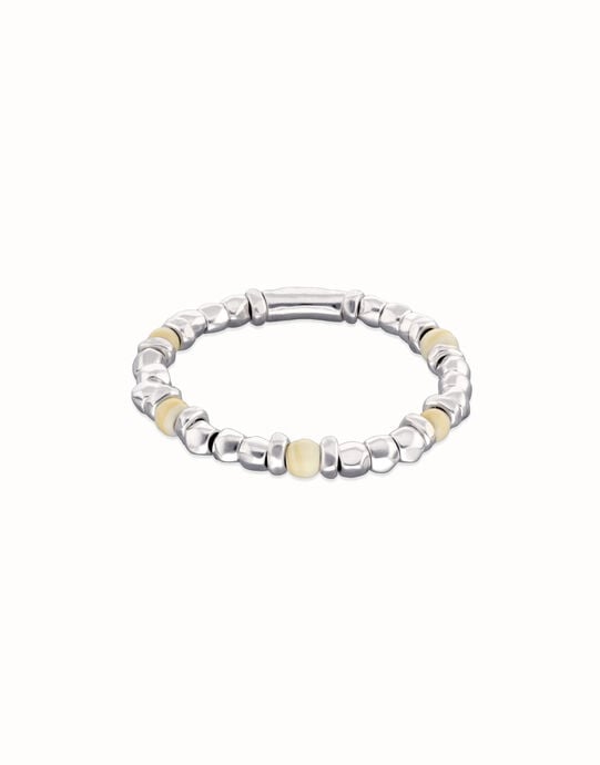 Beaded bracelet with silver and ivory beads