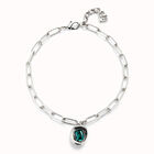Short link chain pendant necklace green crystal