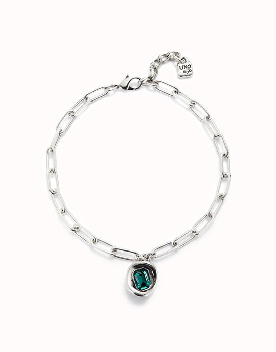 Short link chain pendant necklace green crystal