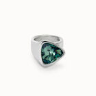 Triangular ring with green crystal