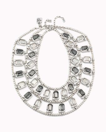 Long sterling silver-plated necklace with crystal