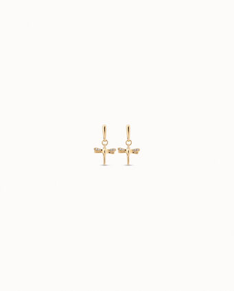 18K gold-plated dragonfly shaped earrings with topaz