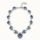 Necklace with 12 faceted blue crystals