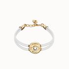 Double white leather birthstone bracelet with eye