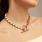 Short link chain necklace with pearls