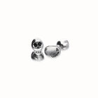 Gemelos ba&ntilde;ados en plata y cristales facetados con forma de calavera