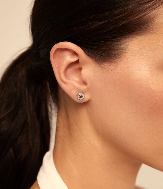 Sterling silver-plated earrings with crystal, Silver, large