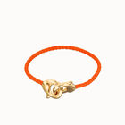 Orange leather bracelet with interlocking carabiner