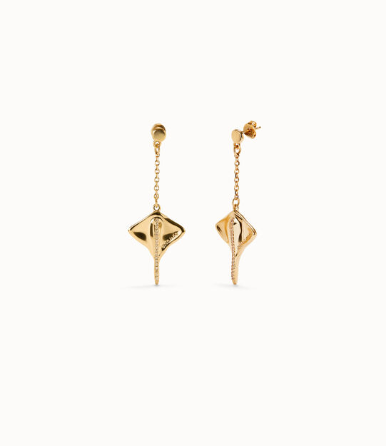 18K gold-plated earrings with topaz and manta ray