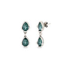 Long  earrings with two green drop-shaped faceted crystals