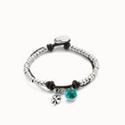 Leather beaded bracelet with green murano glass