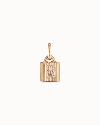18K gold-plated padlock charm with topaz letter Q