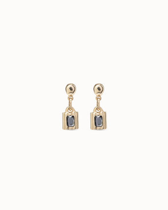 18K gold-plated padlock shaped earrings with crystals