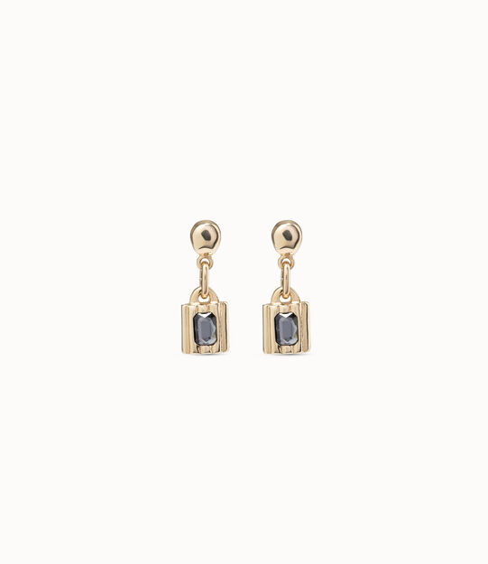 Orecchini placcati oro 18k a forma di lucchetto e cristalli