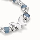 Beaded bracelet with blue crystals and a central butterfly