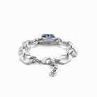 Link chain bracelet with a blue crystal