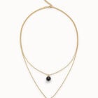 Multi-layer pendant link necklace with black murano glass