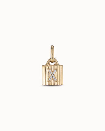 Charm lucchetto placcato oro 18k con lettera W di topazi