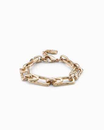 Pulsera bañada en oro 18k con eslabones rectangulares medianos