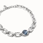 Short link chain necklace with large blue crystal