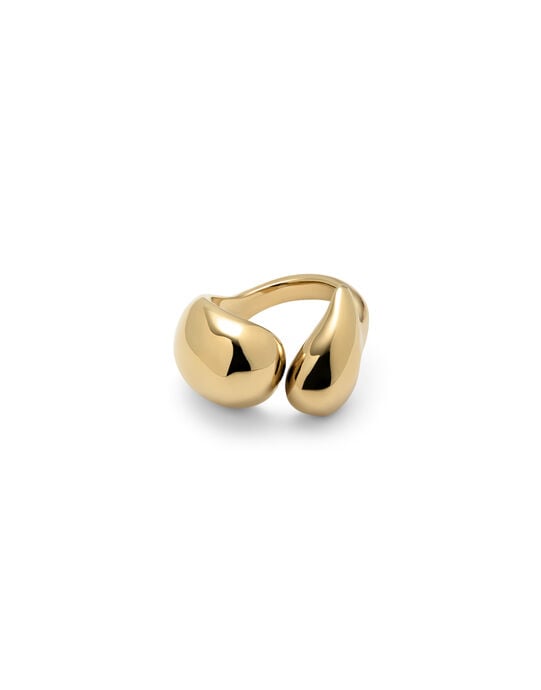 Anillo ba&ntilde;ado en oro 18k con formas redondeadas irregulares