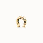 Arete individual ba&ntilde;ado en oro de 18k de herradura