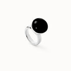 Ring with black murano glass