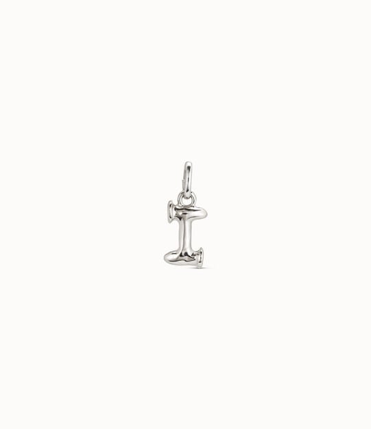 Charm bañado en plata de ley de letra I